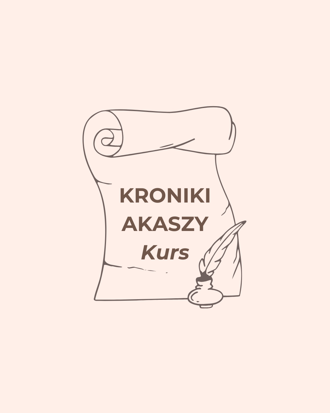 Pergamin z napisem Kroniki Akaszy Kurs i piórem zamoczonym w tuszu